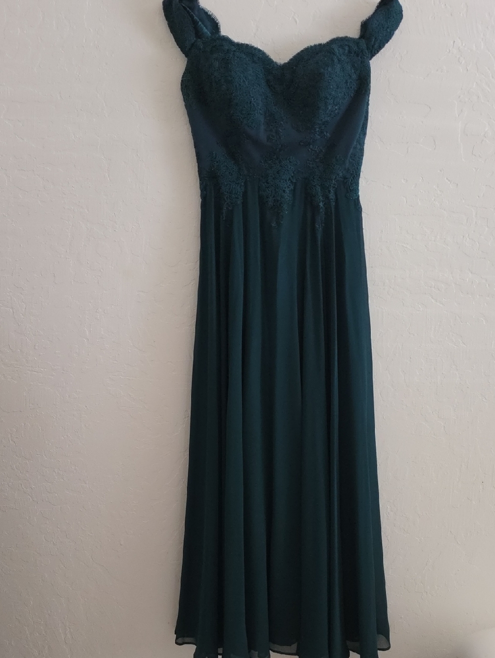 Women's Teal Lace Bodice Maxi Dress